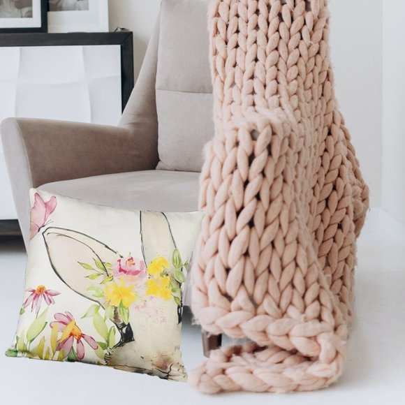 Easter Throw Pillow Covers Bunny Decorative Accent Cases Spring Cottage Decor - Picture 4 of 9